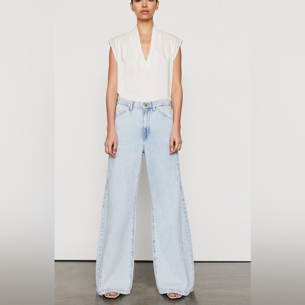 Frame Denim Light Blue Flare Jeans Alix Earle Frame Le Baggy Palazzo